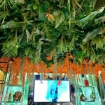 Флористическое оформление потолка из искусственных растений, 35 кв.м., ArtRamus бутик и кафе